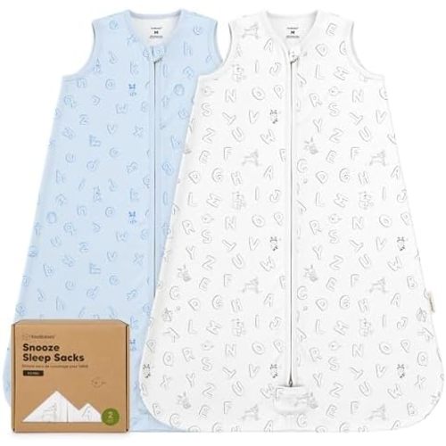 2-Pack Baby Sleep Sacks, Zipper Wearable Blanket - 0.5TOG Organic Cotton, Lightweight, Soft Cozy Infant Sleeping Sack