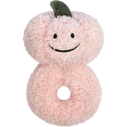 Baby Pumpkin Soft Rattle Toy, Plush Pumpkin Infant Shaker Rattle Easy-Grasp Stuffed Animal Toy, Gifts for Newborns Babies Toddlers Boys Girls, Pink, 6 Inches