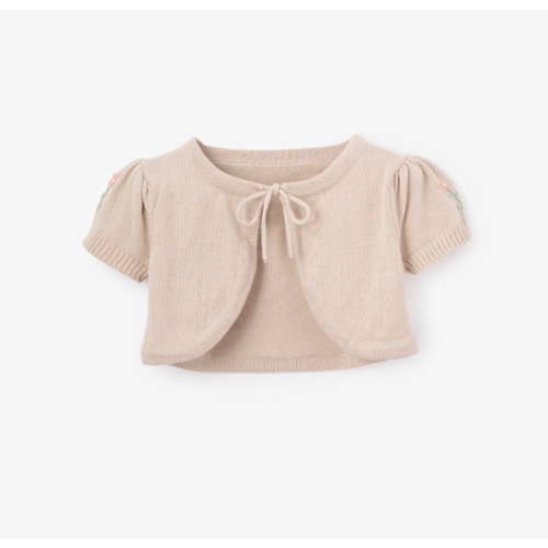 Embroidered Floral Bolero Cotton Knit Cardigan – Elegant Baby