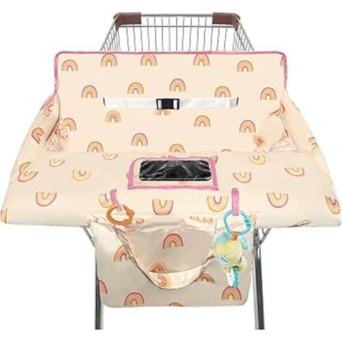 Shopping Cart Cover for Baby,2-in-1 High Chair Cover with Portable Cloth Bag,Cart Seat Pad for Babies Grocery Cushion Cover Restaurant,Suitable for All Supermarkets
