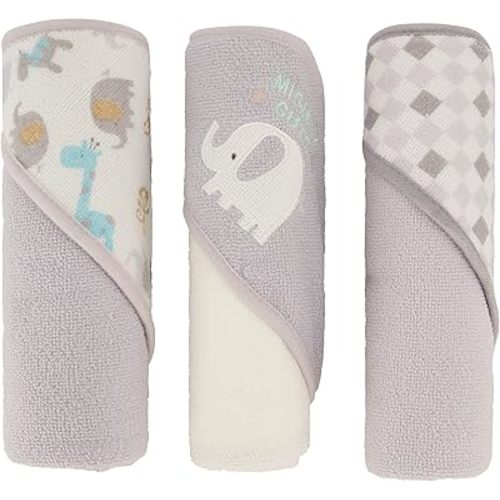 Cudlie Buttons & Stitches Baby Boy 3 Pack Rolled/Carded Hooded Towels in Mighty Cute Print (GS71725)