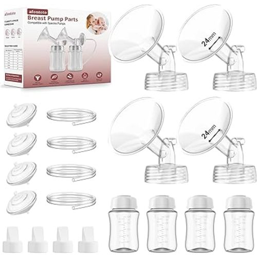 Pump Parts Compatible with Spectra S1/S2/9 Plus Breastpump, 4 Set Replacement Parts for Spectra Include 24mm Flange,Duckbill Valve,Backflow Protector,Tube,Bottle, Not Original Spectra S2 Accessories