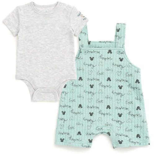 Disney Winnie the Pooh Mickey Mouse Minnie Mouse Baby Bodysuit and Short Overalls Outfit Set Newborn to Infant