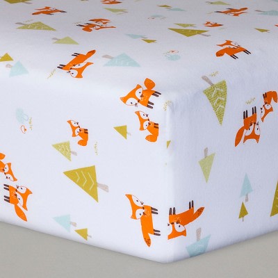 Cloud Island Fitted Crib Sheet - White, Woodland Trails
