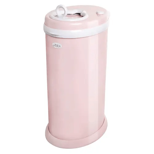 Ubbi Steel Diaper Pail, Odor Locking, No Special Bag Required, Award-Winning, Registry Must-Have, Blush Pink