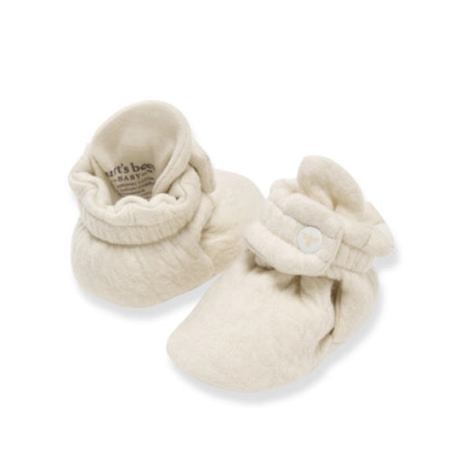 Organic Cotton Quilted Bee Baby Booties Oat