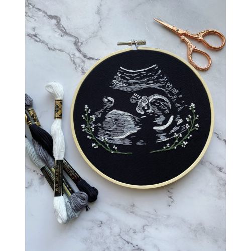 Custom Ultrasound Embroidery | Baby Shower Gifts | Baby Scan Art | Sonogram Embroidery | Pregnancy Keepsake