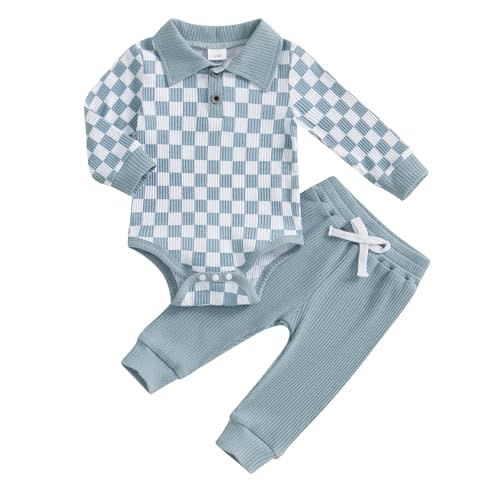 Kaipiclos Newborn Baby Boy Clothes Rib Knit Long Sleeve Romper Cute Suspender Pants Solid Infant Fall Winter Gentleman Outfit
