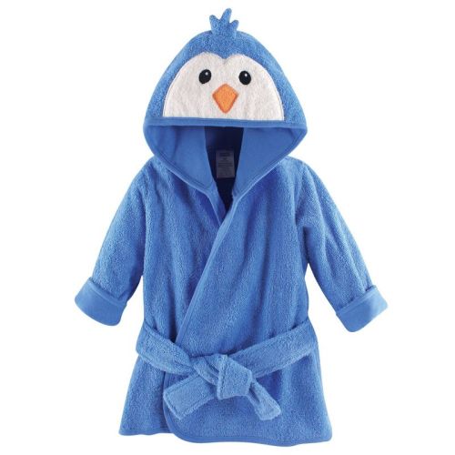 Luvable Friends Baby Boy Cotton Animal Face Bathrobe, Boy Penguin, One Size