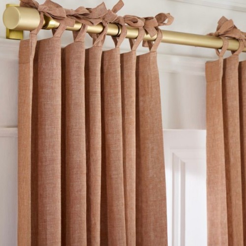 European Flax Linen Blackout Curtain w/ Tie Top