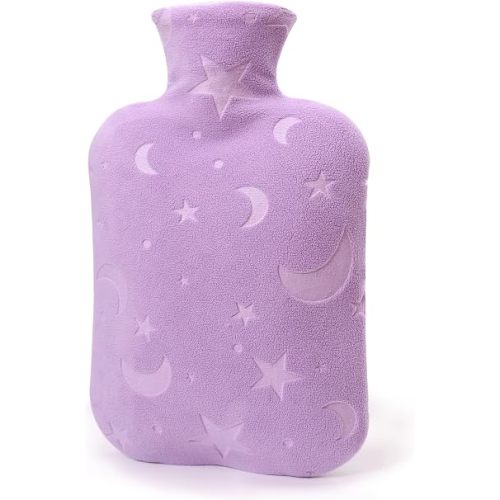 Hot Water Bottle with Soft Cover, 2L Hot Water Bag for Menstrual Cramps, Neck and Shoulder Pain Relief, Hot and Cold Therapies, Hand Feet Warmer, Purple