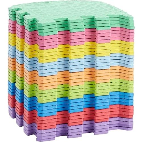 Amazon Basics Kids Puzzle Exercise Interlocking Play Mat, EVA Foam - Pack of 36 Tiles, 12" x 12", 54 Borders