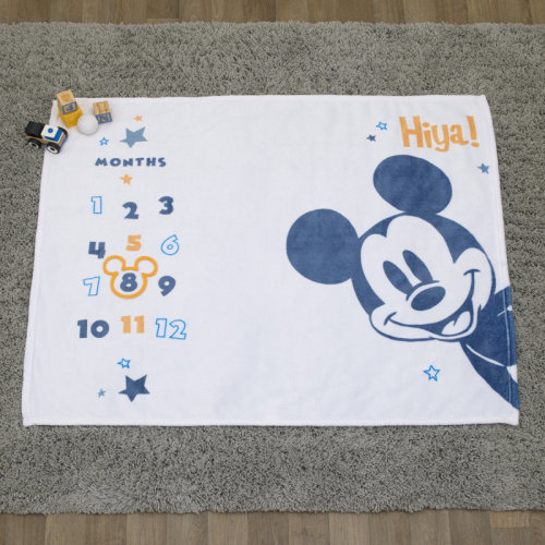 Disney NoJo Disney Mouse White, Blue, and Orange Super Soft Milestone Baby Blanket | Wayfair