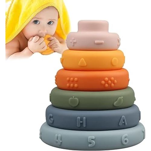 Majobee Baby Sensory Stacking Toys Rings, Montessori Infant Blocks Toys for Educational Developmental Toddler 1-3 Learning Activities, Baby Girls Boys Gifts for 6 9 12 18 Month One Year Old Newborn