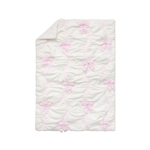 Pink Stripe Bow Baby Quilt
