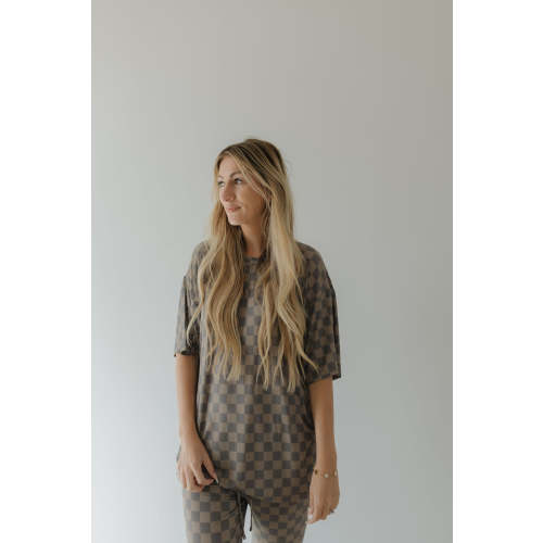 Short Sleeve Women's Bamboo Pajama | Faded Checkerboard