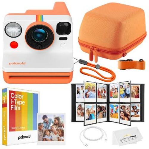 Polaroid Now Instant Camera Bundle - Film, Case, Album & Quality Photo Cloth - Orange
