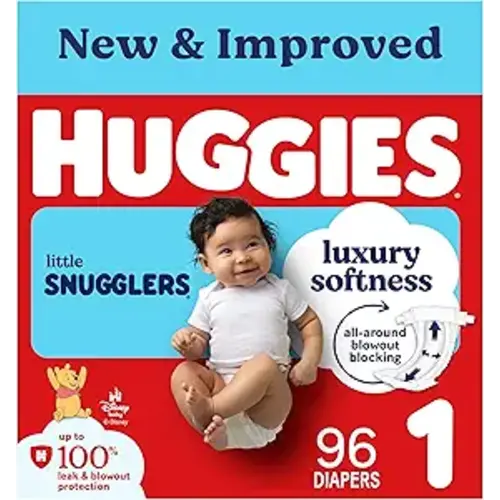 Diapers – Little Snugglers, Size 1 (8-14 lbs), 96 Count, Up to 100% Blowout and Leak Protection, Made with Luxury Softness, Packaging May Vary