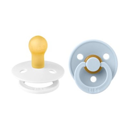 Colour Latex Pacifier - 0-6 Months - Size 1 - 2pk - White/Baby Blue
