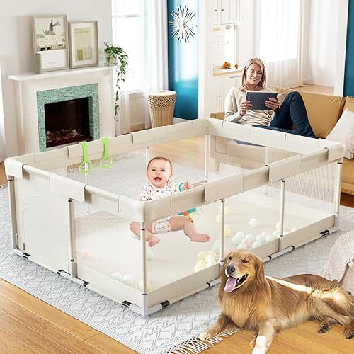 Fodoss Playpen, 47x71inch Play Pen for Baby, Small Playard, Playpen for Apartment, Play Yard, Baby Activity Play Fence, Extra Large Playard, Parc Pour bébé