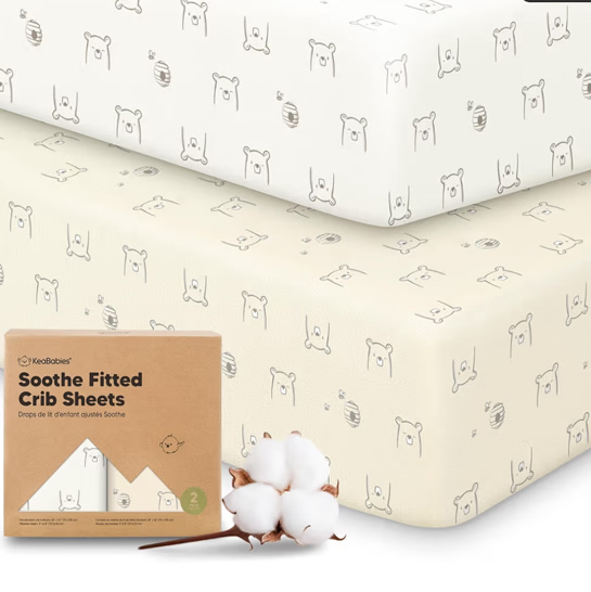 KeaBabies 2-Pack Organic Crib Sheets - 52x28 Fitted Crib Mattress Sheet Neutral, Breathable Jersey Cotton Cover for Baby Bed, Toddler Mattress, Soft & Cute Prints