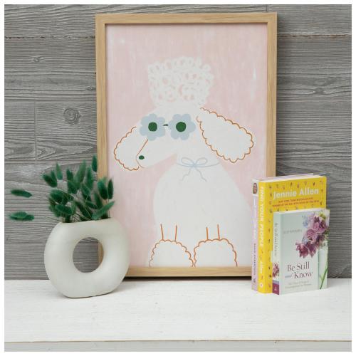 Poodle Wearing Flower Glasses Wood Wall Decor