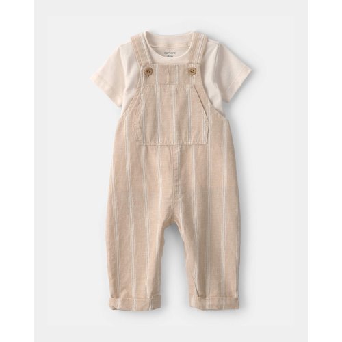Baby 2-Piece Stripe Overall Set - Khaki | Carter's