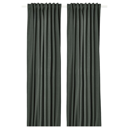 ROSENMANDEL Black-out curtains, 1 pair - dark green 53x84 "