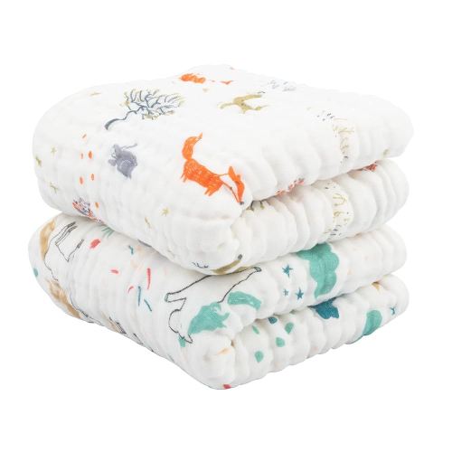 babygoal Baby Bath Towels 2 Pack, 100% Muslin Cotton Hooded Towel for Newborn,Toddler,Infant, Absorbent & Hypoallergenic Baby Gift for Boys Girls 35"x35" T0607