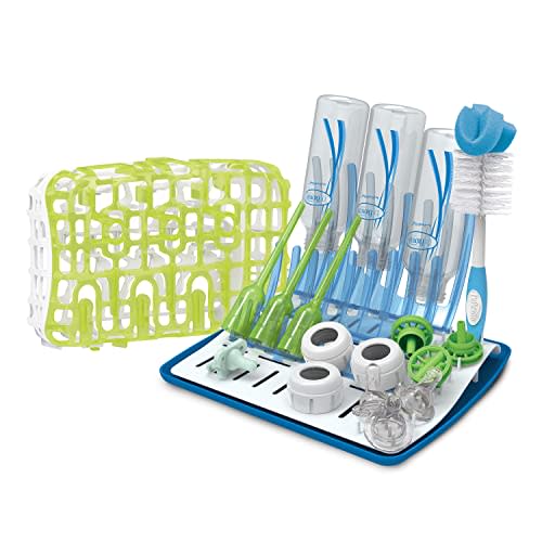 Dr. Brown's Universal Baby Bottle and Accessory Drying Rack with Baby Bottle Dishwasher Basket for Standard Baby Bottle Parts
