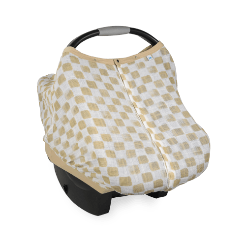 Cotton Muslin Car Seat Canopy - Adobe Checker