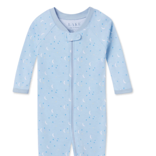 LAKE | Baby | Pima Cotton Pajamas | French Blue Starry Night Baby Sleeper