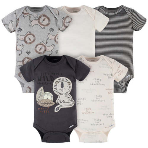 5-Pack Baby Boys Lion Short Sleeve Onesies® Bodysuits