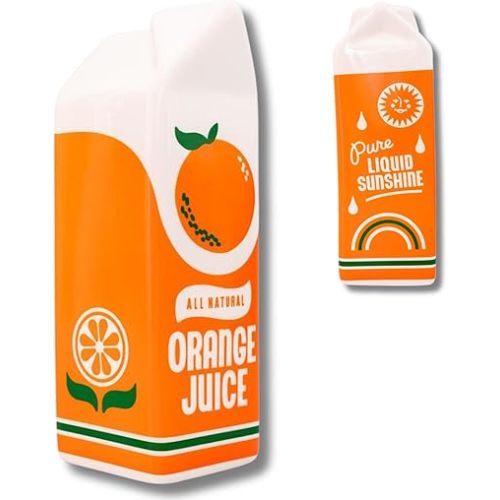 ban.do Vintage Inspired Orange Juice Vase, The Original Rise and Shine Decorative Ceramic Vase, OJ Carton, Retro/Unique/Eclectic/Novelty Accent for Home/Kitchen/Office, Orange Juice