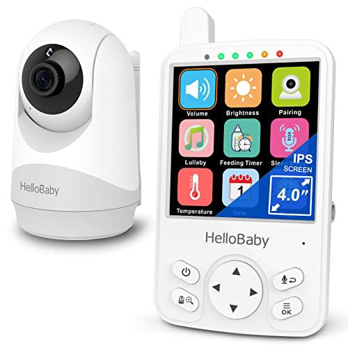 HelloBaby Baby Monitor with Camera and Audio, 4" Video Baby Monitor No WiFi,1000ft Long Range Baby Monitor,29H Long Battery Life,Pan-Tilt-Zoom, Audio Mode, Night Vision, 2-Way Talk, Temp Monitoring