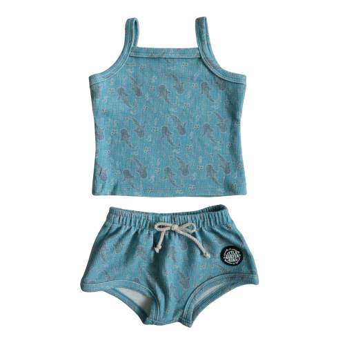 Blue Whale Shark Little Surfer Girl Two-piece set
