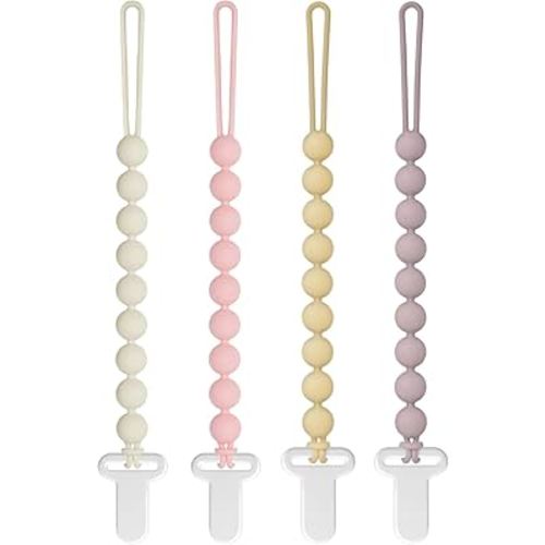 Pacifier Clips Baby Girls - Draklary 4 Pack Paci Clip Silicone Soothe Baby Binky Holder for Newborn Essentials Shower Birthday Gift Scenes