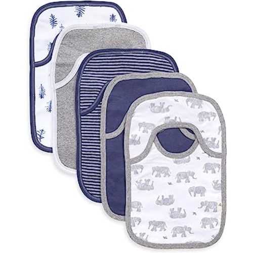 Burt's Bees Baby Bibs, Lap-Shoulder Drool Cloths, 100% Organic Cotton with Absorbent Terry Towel Backing