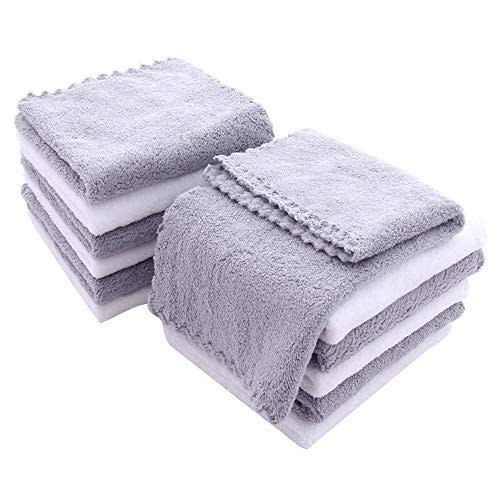 Spotted Play 12 Pack Baby Washcloths - Extra Absorbent and Soft Wash Clothes for Newborns, Infants and Toddlers - Suitable for Baby Skin and New born - Microfiber Coral Fleece 12x12 Inches