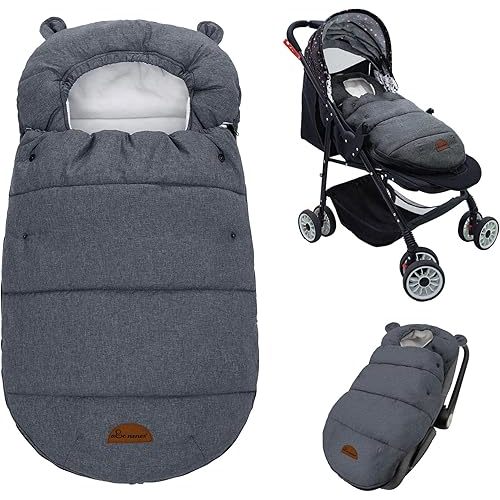 Universal Footmuff for Stroller, Baby Bunting Bags, Winter Windproof Warm Pram Footmuffs, Water Resistant Sleeping Bag with Hood for Strollers, Pushchairs, Prams, Car Seat, 30"*17.5"