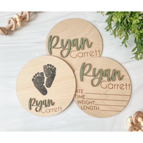 Baby Announcement Sign With Birth Stats | Matching Name Plate | Wood Sign for Name Reveal | Personalized Baby Name Sign | Sign For Hospital