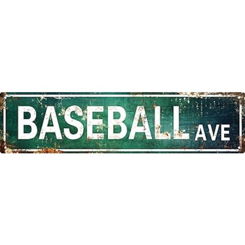 Baseball Ave Decor Signs For Boys Room Metal Tin Sign Man Cave Novel Wall Decor Art Sports Enthusiast Fans Gift Baseball Ave Theme Party Decorations Poster 4x16 In