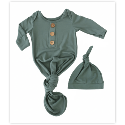 Emerald Bamboo Knotted Gown & Hat