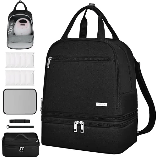 DERJUNSTAR Breast Pump Bag, Spectra Pump Backpack, Mini Pumping Bags with Pockets for Working Mom, Compatible with Spectra S1, S2, Black