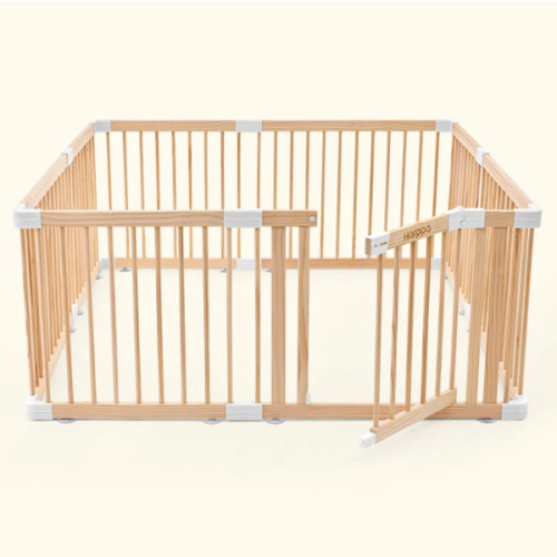 HARPPA Wooden Baby Gate Playpen | Non-Toxic Foldable DIY Adjustable Play Yard for Infants & Toddlers – Natural Finish Baby Fence for Small & Large Spaces