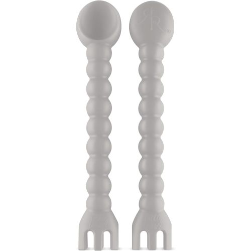 Ryan & Rose Cutie Tensils Baby Spoon and Fork [2 Pack] (Slate)