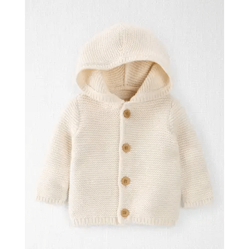 Baby Organic Signature Stitch Cardigan - Cream