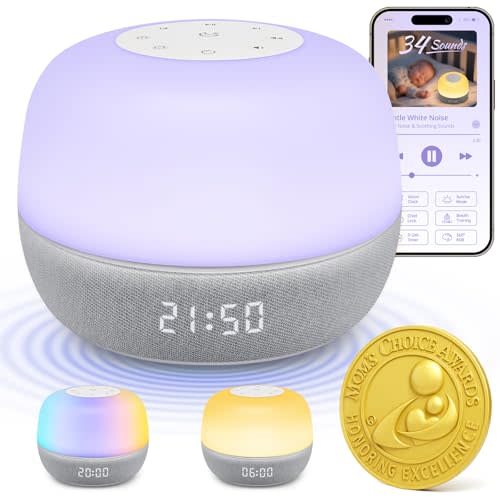 2025 Mom's Choice Awards | Sound Machine Baby White Noise Machine with Sunrise Alarm Clock & App Control 360 RGB Night Light, Sleep Soother for Adults & Kids, Newborn Essentials Shower Gift