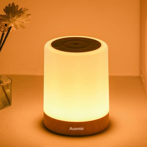Auxmir Night Light for Kids Baby, Dimmable Touch Lamp for Nursery, 11 RGB Colors 5 Brightness, Portable Rechargeable Bedside Table Lamp for Nightstand, Kids Night Light for Bedroom Living Room