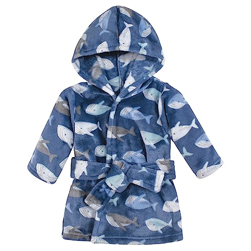 Luvable Friends Unisex Baby Plush Bathrobe, Whales, 0-9 Months